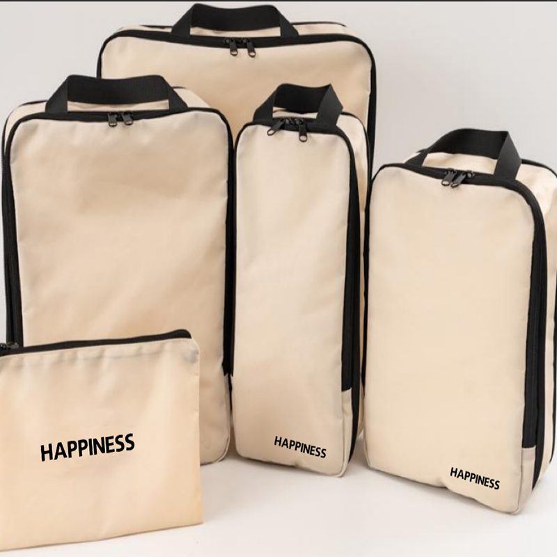 Seven-piece storage set (black and beige)