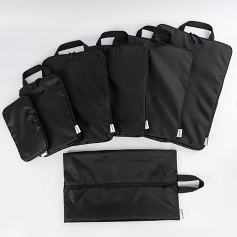 Seven-piece storage set (black and beige)