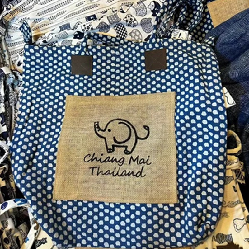 Denim blue canvas bag