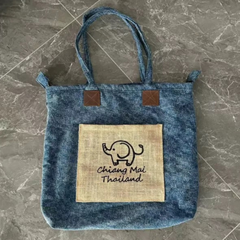 Denim blue canvas bag