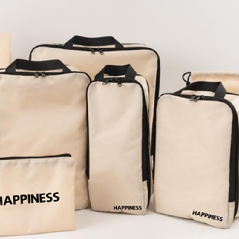 Seven-piece storage set (black and beige)