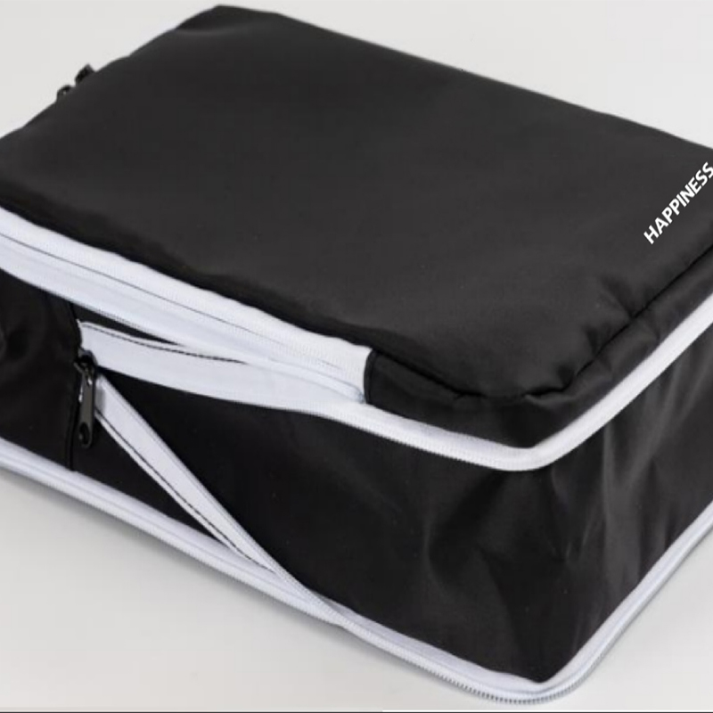 Seven-piece storage set (black and beige)